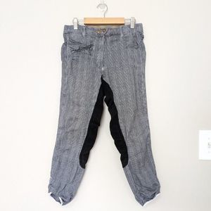 Equi Comfort Black White Hounds Tooth Suede Seat Horseback Riding Breeches